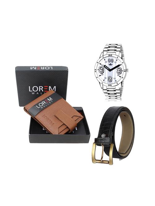 belt, wallet & watch leatherette gift combo - 19245297 - Very Small Image - 1