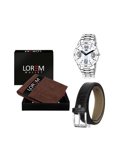 belt, wallet & watch leatherette gift combo - 19245314 - Very Small Image - 1