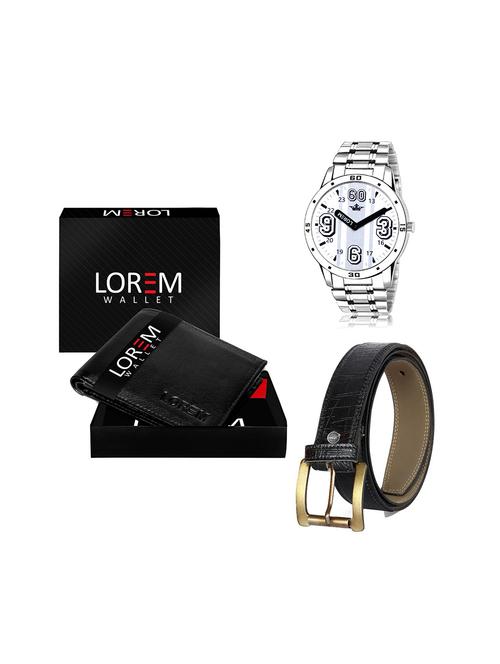 belt, wallet & watch leatherette gift combo - 19245327 - Very Small Image - 1