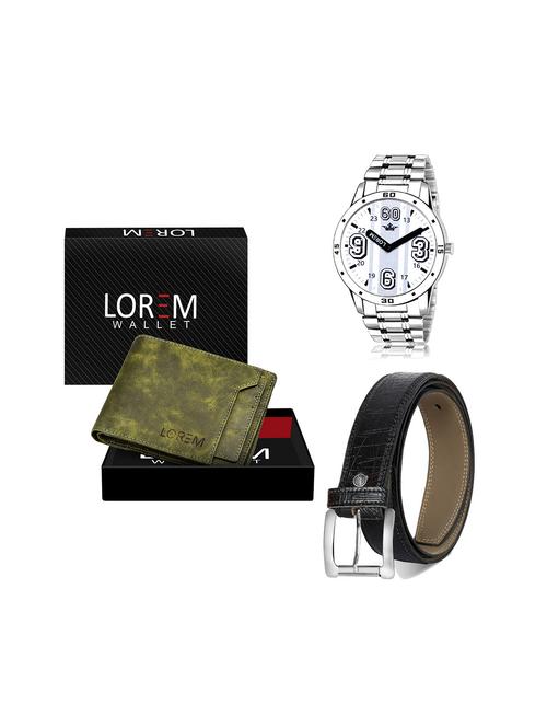 belt, wallet & watch leatherette gift combo - 19245334 - Very Small Image - 1