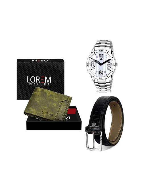 belt, wallet & watch leatherette gift combo - 19245337 - Very Small Image - 1