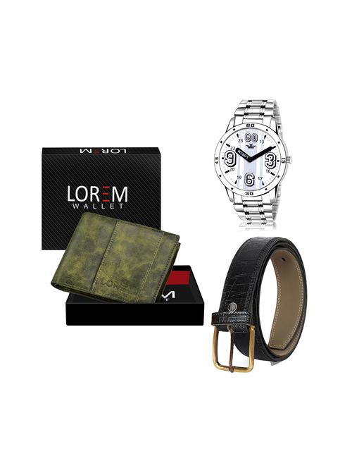 belt, wallet & watch leatherette gift combo - 19245347 - Very Small Image - 1
