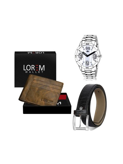 belt, wallet & watch leatherette gift combo - 19245352 - Very Small Image - 1
