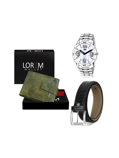 belt, wallet & watch leatherette gift combo - 19245370 - Very Small Image - 1
