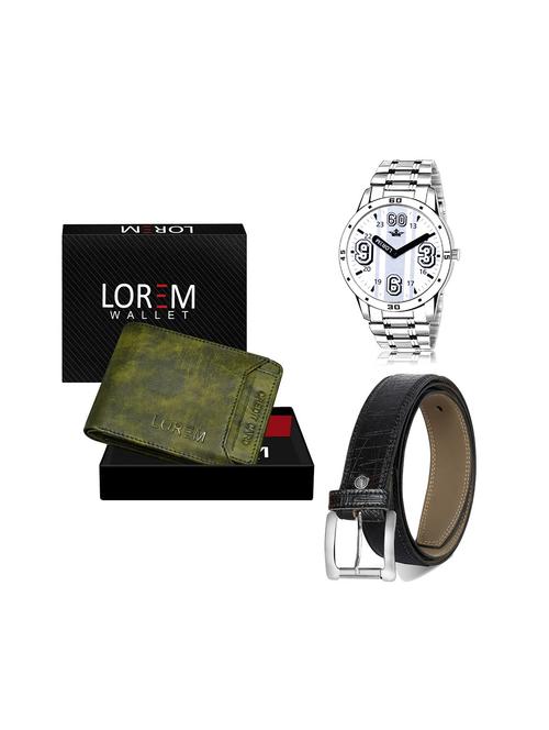 belt, wallet & watch leatherette gift combo - 19245400 - Very Small Image - 1