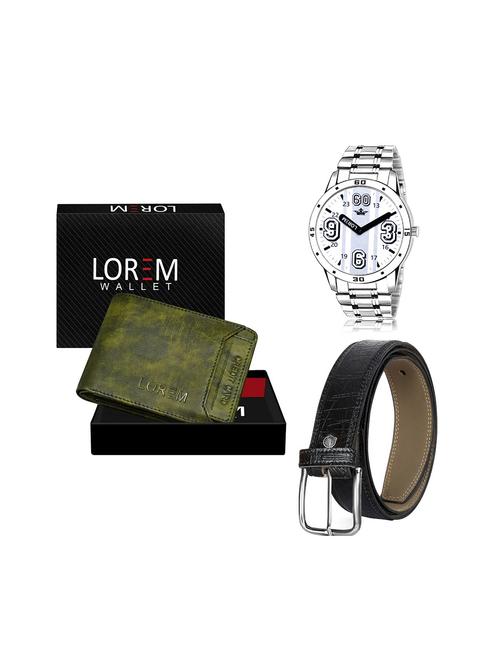belt, wallet & watch leatherette gift combo - 19245402 - Very Small Image - 1