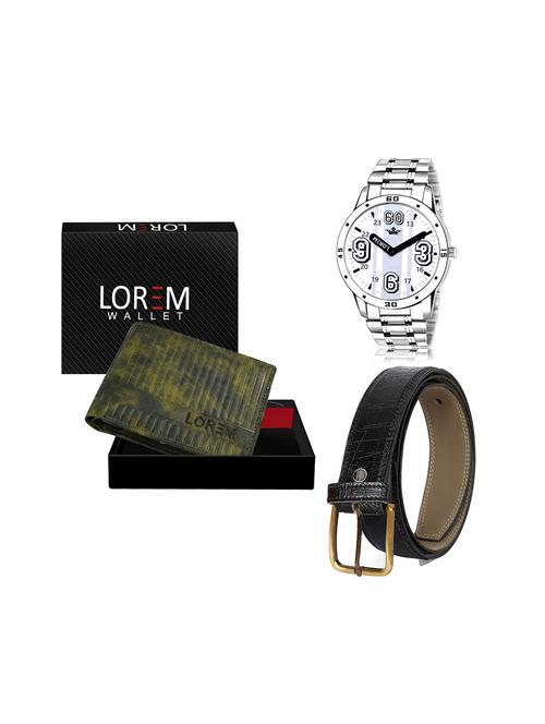 belt, wallet & watch leatherette gift combo - 19245419 - Very Small Image - 1