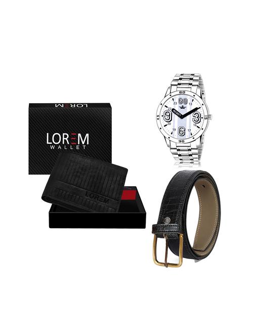 belt, wallet & watch leatherette gift combo - 19245425 - Very Small Image - 1