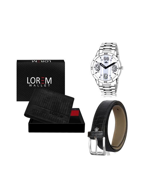 belt, wallet & watch leatherette gift combo - 19245428 - Very Small Image - 1