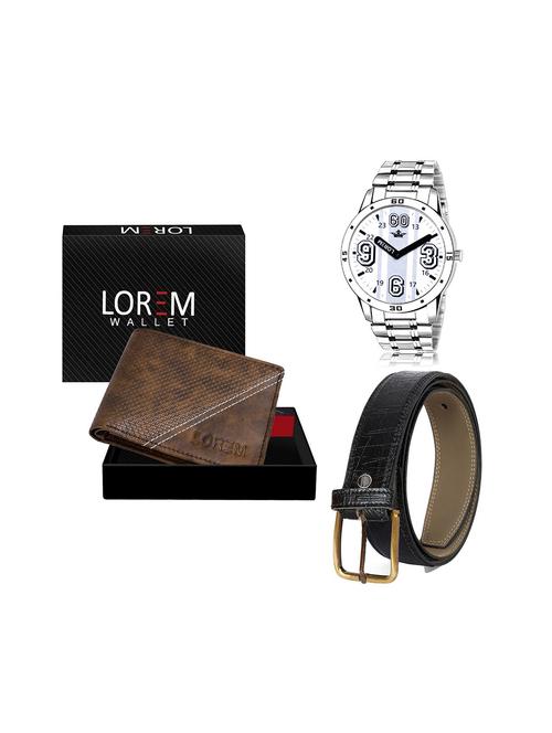 belt, wallet & watch leatherette gift combo - 19245431 - Very Small Image - 1