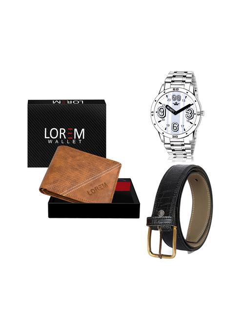 belt, wallet & watch leatherette gift combo - 19245437 - Very Small Image - 1