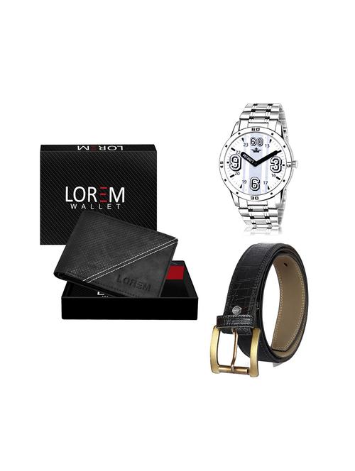 belt, wallet & watch leatherette gift combo - 19245447 - Very Small Image - 1