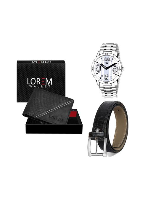 belt, wallet & watch leatherette gift combo - 19245448 - Very Small Image - 1
