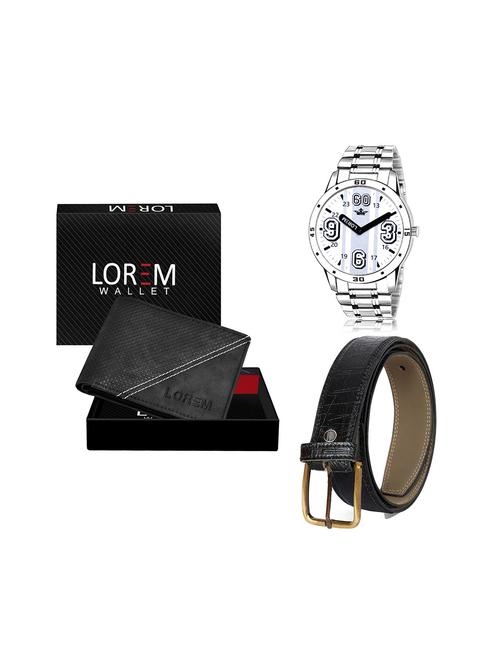 belt, wallet & watch leatherette gift combo - 19245449 - Very Small Image - 1