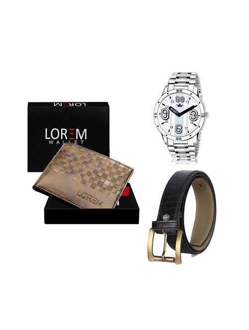 belt, wallet & watch leatherette gift combo - 19245453 - Very Small Image - 1