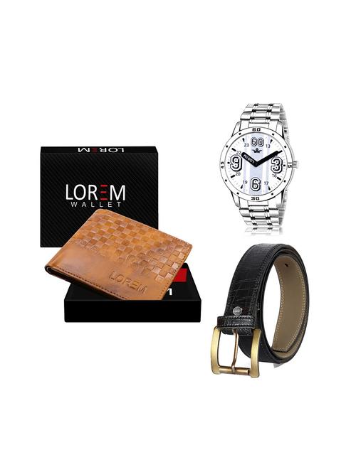 belt, wallet & watch leatherette gift combo - 19245459 - Very Small Image - 1