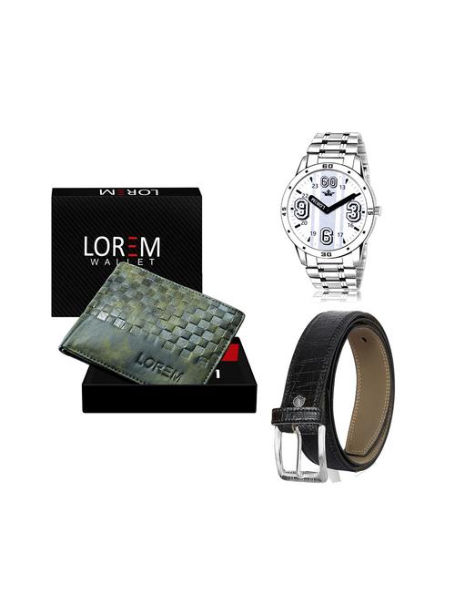 belt, wallet & watch leatherette gift combo - 19245470 - Very Small Image - 1
