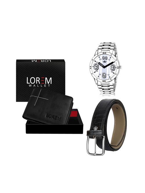 belt, wallet & watch leatherette gift combo - 19245480 - Very Small Image - 1