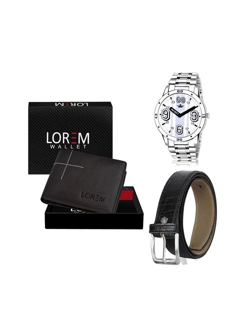 belt, wallet & watch leatherette gift combo - 19245488 - Very Small Image - 1