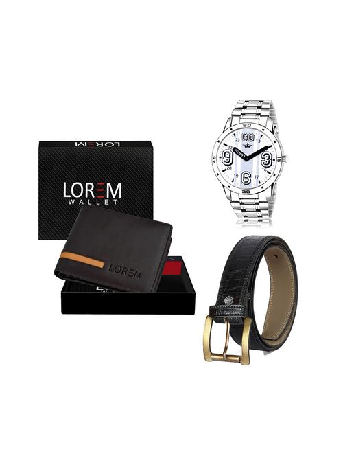 belt, wallet & watch leatherette gift combo - 19245495 - Very Small Image - 1