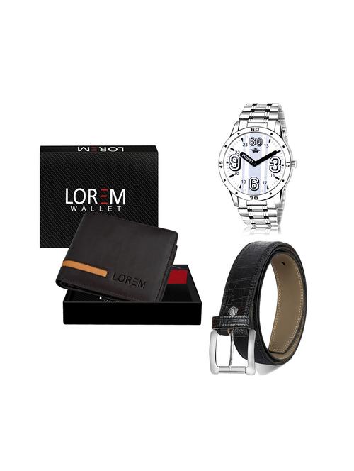 belt, wallet & watch leatherette gift combo - 19245496 - Very Small Image - 1