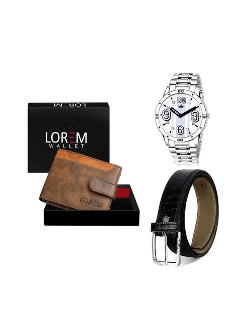belt, wallet & watch leatherette gift combo - 19245505 - Very Small Image - 1