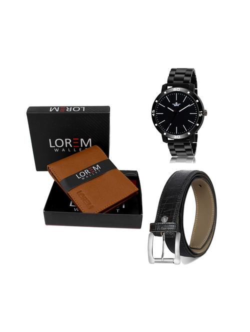 belt, wallet & watch leatherette gift combo - 19245526 - Very Small Image - 1