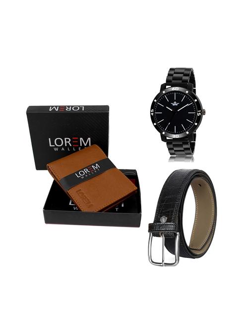 belt, wallet & watch leatherette gift combo - 19245528 - Very Small Image - 1