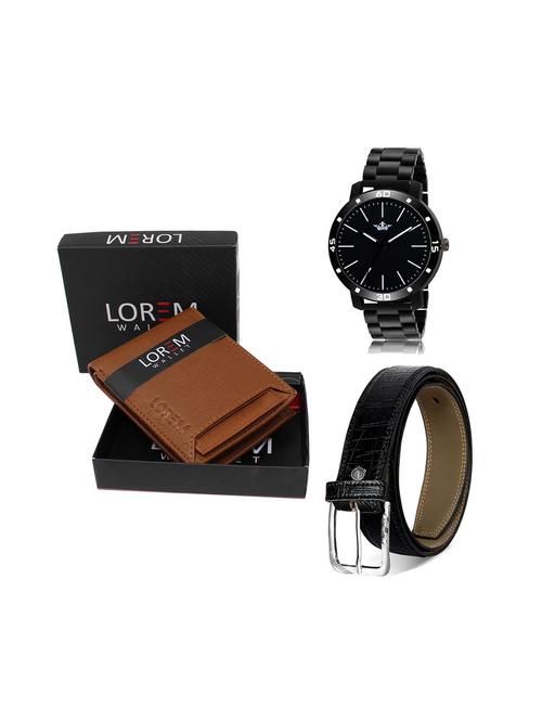 belt, wallet & watch leatherette gift combo - 19245535 - Very Small Image - 1