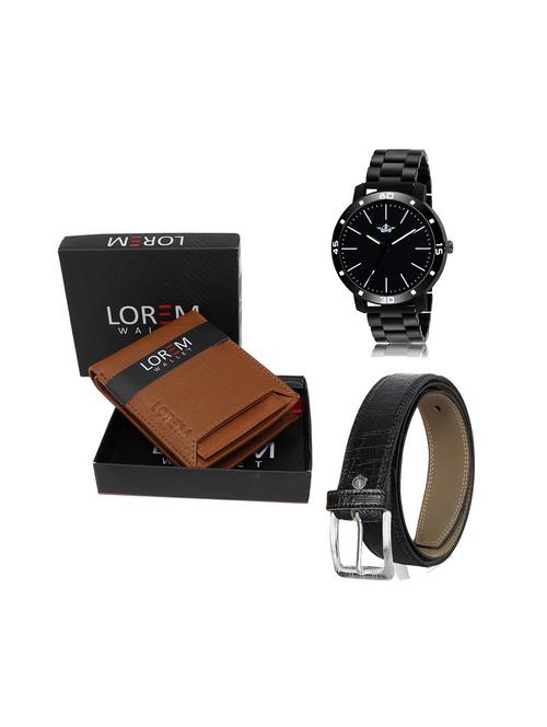 belt, wallet & watch leatherette gift combo - 19245536 - Very Small Image - 1