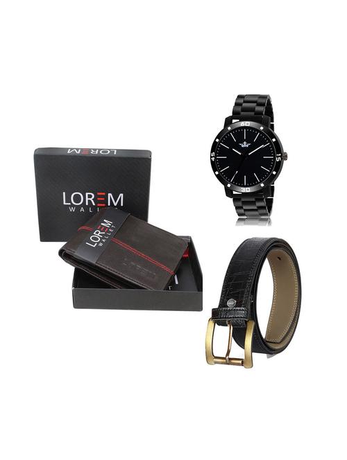 belt, wallet & watch leatherette gift combo - 19245549 - Very Small Image - 1