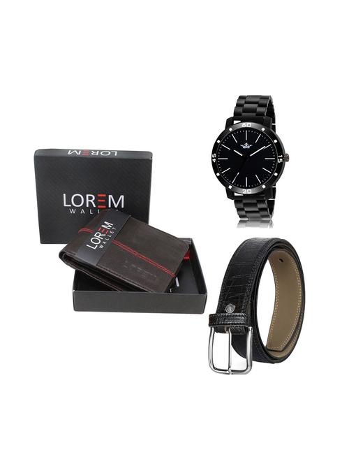 belt, wallet & watch leatherette gift combo - 19245552 - Very Small Image - 1