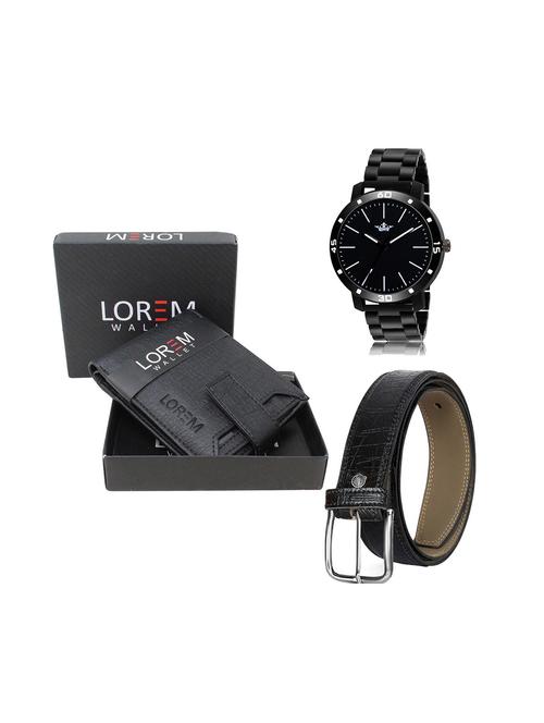 belt, wallet & watch leatherette gift combo - 19245558 - Very Small Image - 1