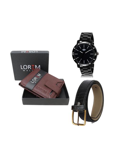 belt, wallet & watch leatherette gift combo - 19245563 - Very Small Image - 1