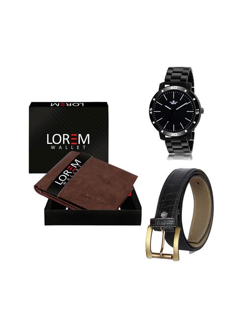 belt, wallet & watch leatherette gift combo - 19245579 - Very Small Image - 1