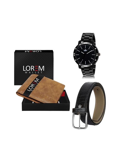belt, wallet & watch leatherette gift combo - 19245588 - Very Small Image - 1