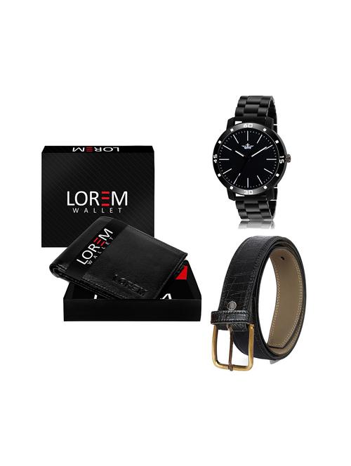 belt, wallet & watch leatherette gift combo - 19245599 - Very Small Image - 1