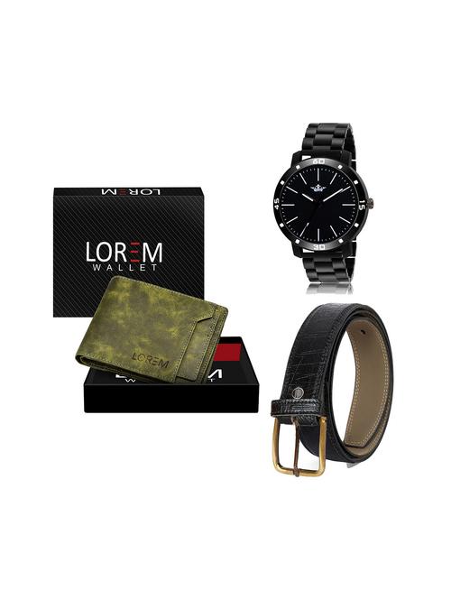 belt, wallet & watch leatherette gift combo - 19245605 - Very Small Image - 1