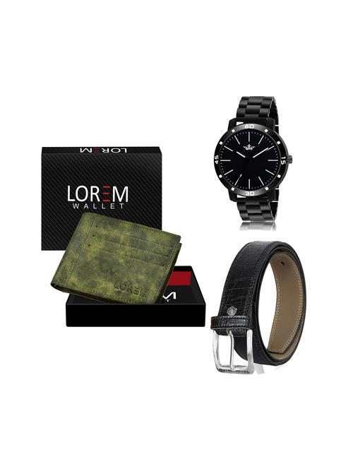 belt, wallet & watch leatherette gift combo - 19245614 - Very Small Image - 1