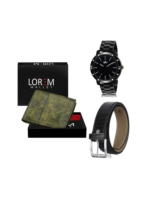 belt, wallet & watch leatherette gift combo - 19245620 - Very Small Image - 1