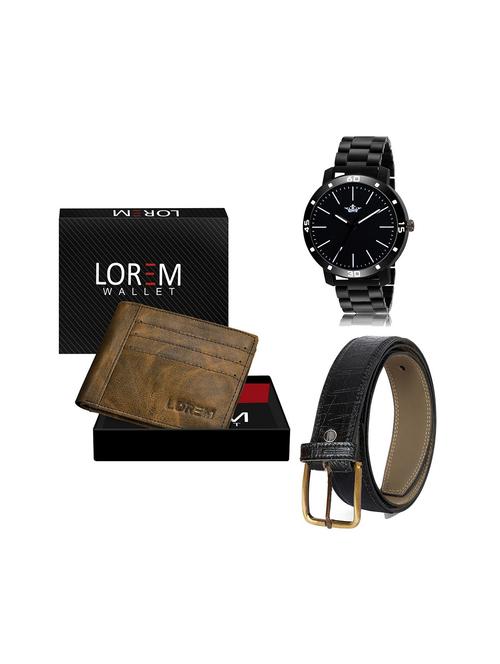 belt, wallet & watch leatherette gift combo - 19245623 - Very Small Image - 1