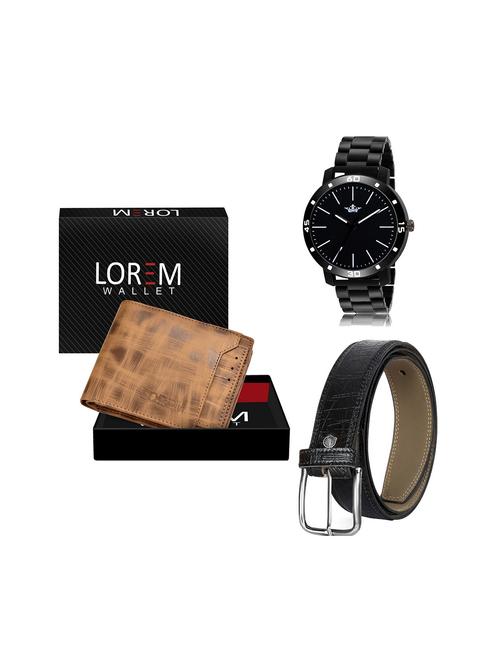 belt, wallet & watch leatherette gift combo - 19245636 - Very Small Image - 1
