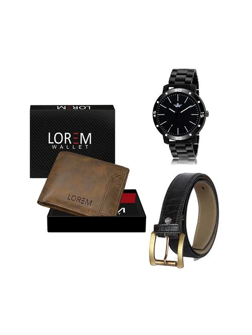 belt, wallet & watch leatherette gift combo - 19245651 - Very Small Image - 1