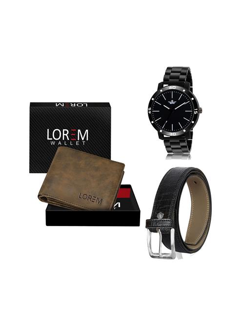 belt, wallet & watch leatherette gift combo - 19245662 - Very Small Image - 1