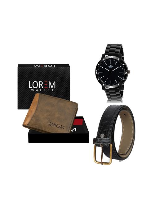 belt, wallet & watch leatherette gift combo - 19245665 - Very Small Image - 1