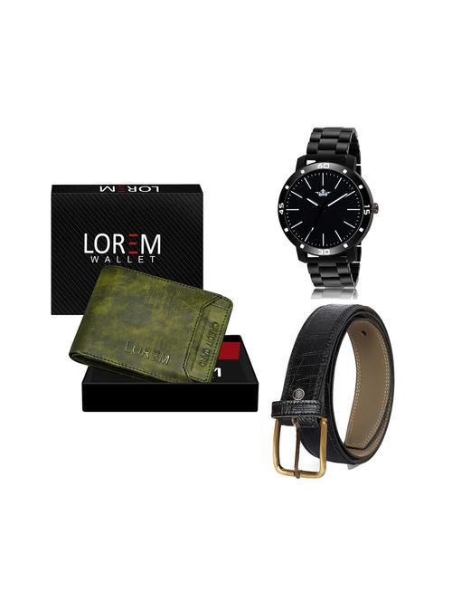 belt, wallet & watch leatherette gift combo - 19245671 - Very Small Image - 1