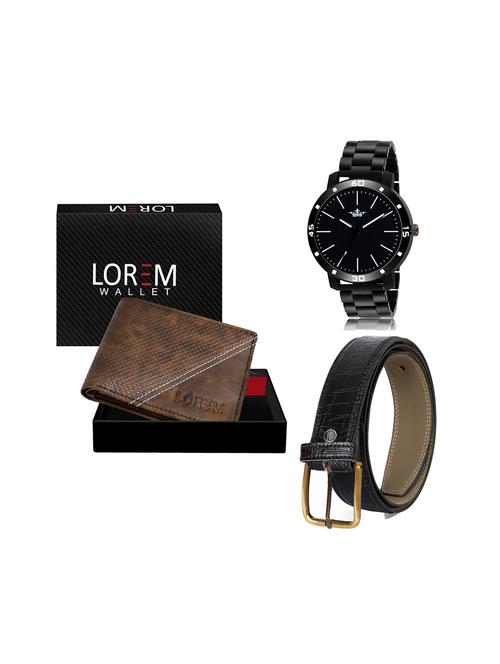 belt, wallet & watch leatherette gift combo - 19245701 - Very Small Image - 1