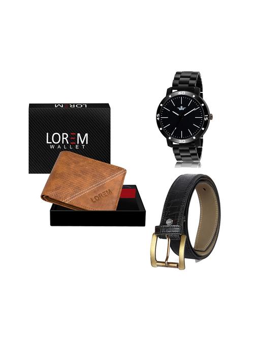 belt, wallet & watch leatherette gift combo - 19245705 - Very Small Image - 1