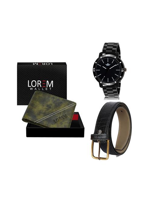 belt, wallet & watch leatherette gift combo - 19245713 - Very Small Image - 1