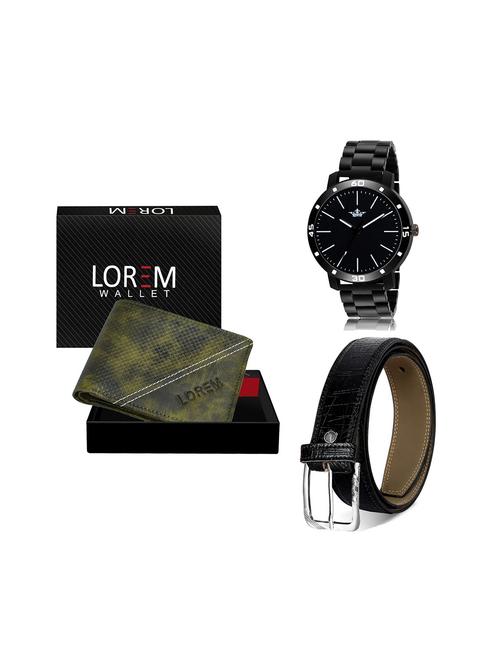 belt, wallet & watch leatherette gift combo - 19245715 - Very Small Image - 1